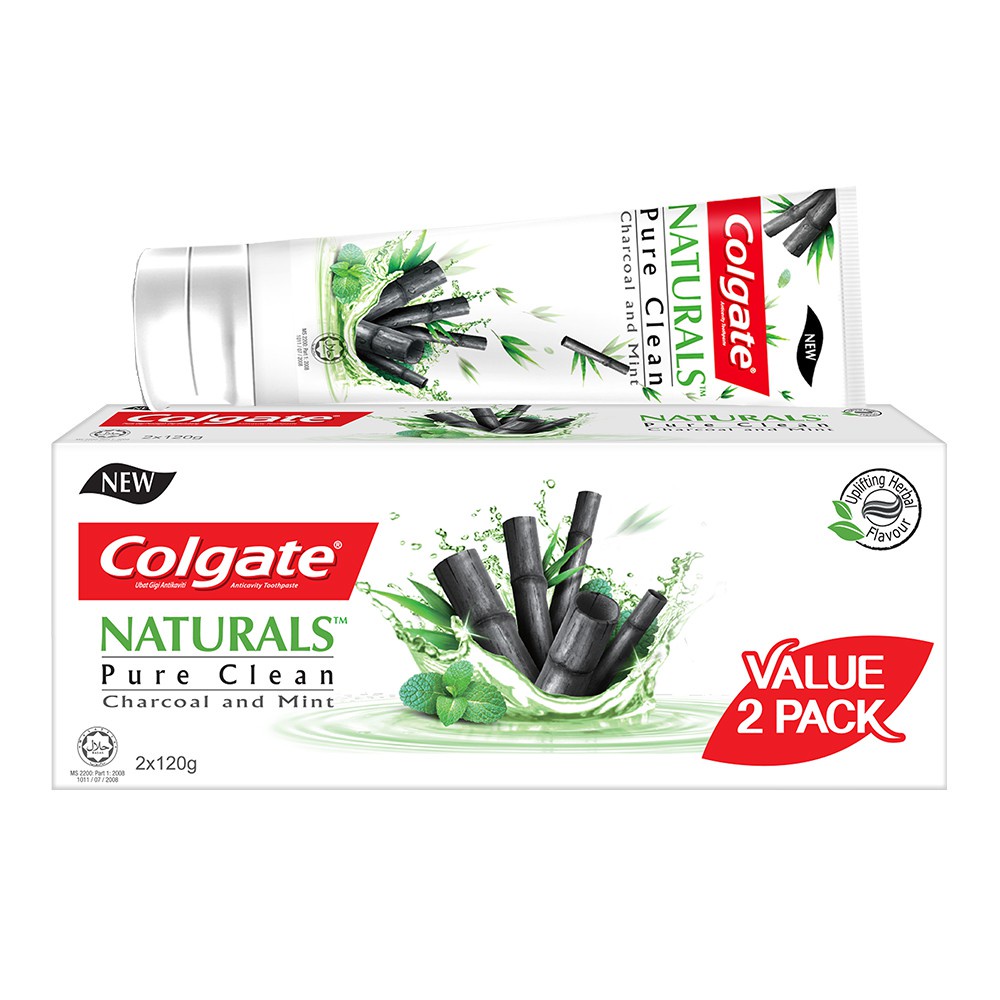 Colgate Naturals Pure Clean (Charcoal &Mint) Toothpaste Valuepack 120g x 2