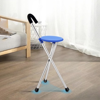 【Protegat】2 in 1 Folding Cane Stool Hiking Chairs Portable Walking Sticks Crutch Chair for Elderly #8