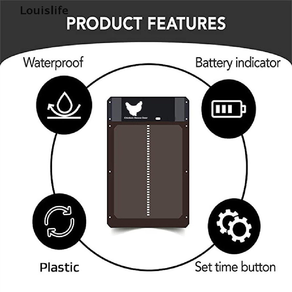 LLPH Automatic Chicken Coop Door Light Sense Door Opener Poultry Garden Chicken Duck Door Opener Chicken House Pet Door LLP #3
