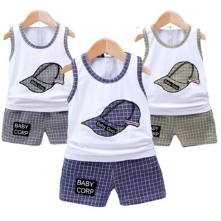 (0-4Y) Boy Clothes Corp Terno for Kids Boys Fashion Sando Shorts Set Summer Tshirt