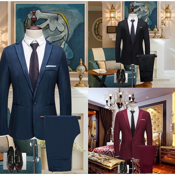 2Pieces Wedding Men's Suits Casual Formal Business Blazer Set Slim Fit Suit Shopee Philippines