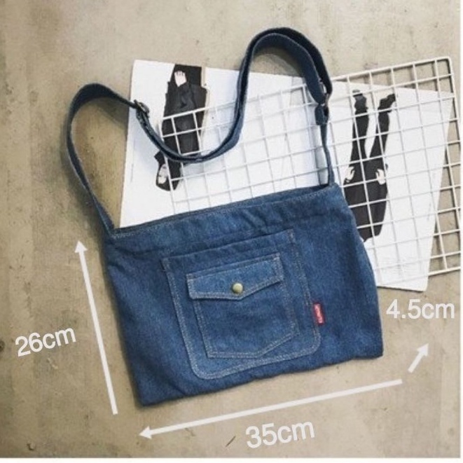 Denim Sling Bags Canvas Jeans Men Women Messenger Bag Small Lightweigh Crossbody Bag Beg Silang Lelaki Kain Jean Anna2u