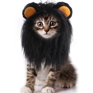 Pet Cat Wig Hat Pet Dog Headgear Clothing Lion Headgear Cosplay Halloween Funny Pets Costume
