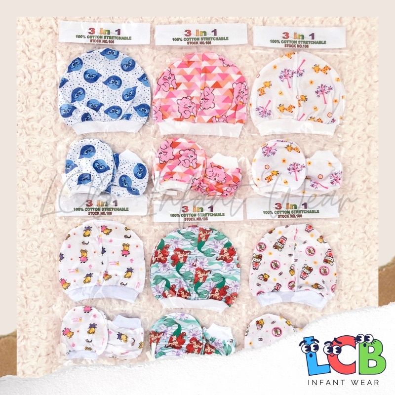 Mittens, Booties and Set for Newborn Baby Girl (1 set) Shopee