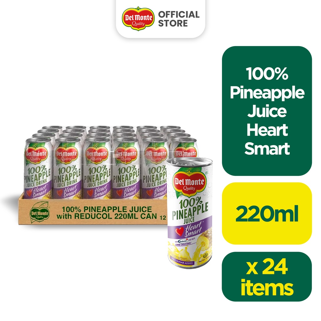 DEL MONTE 100 Pineapple Juice Drink Heart Smart with Reducol 220ml x