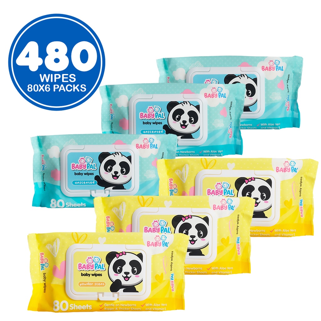 BabyPal Baby Wipes Unscented And Powder Scent 80 Tender Sheets 3 Packs