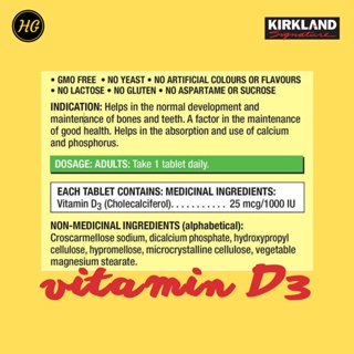 Kirkland Signature Vitamin D3 1000IU 25mcg 360 Tablets - Sold Per Bottle #2
