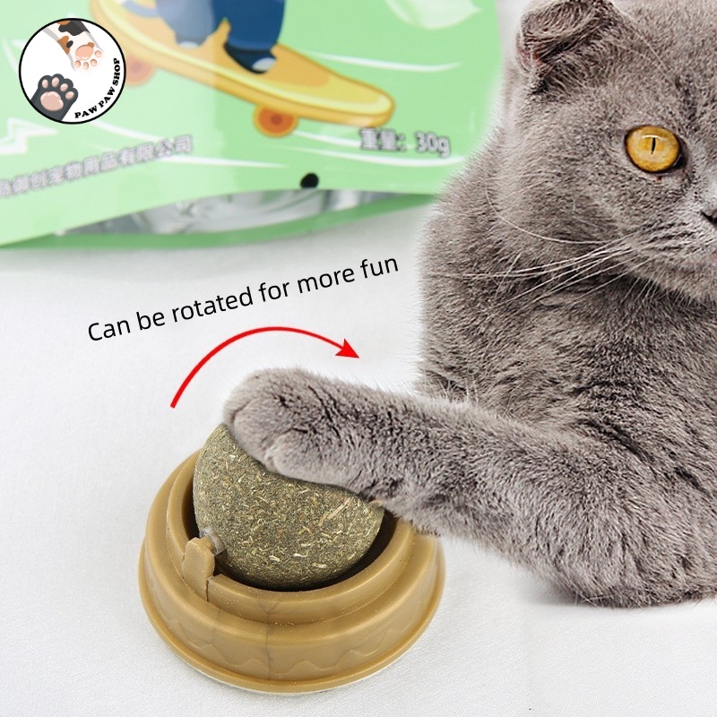 Cat Mint Ball Catnip Cat Wall Stick-on Ball Toy Treats Healthy Natural Removes Hair Balls Pet Snack #6