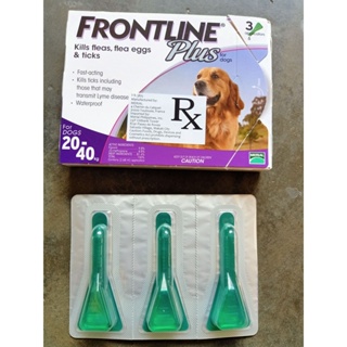 Frontline Plus for Dogs and Puppies 1 BOX 20 - 40 KG (3 pippets) legit made n France Fipronil + Meth
