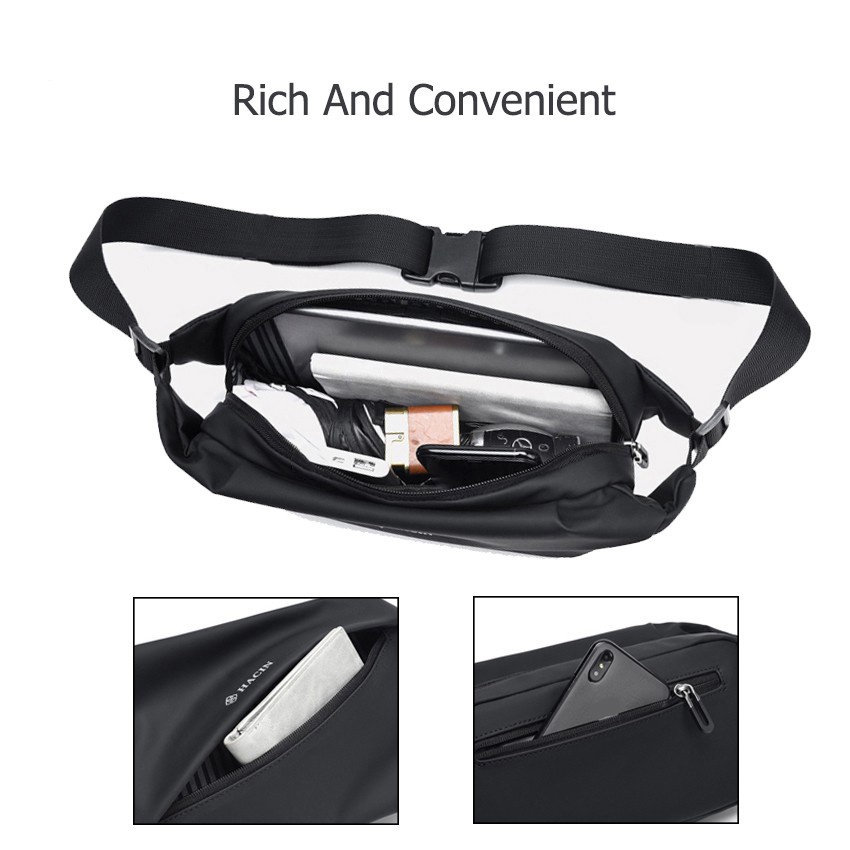 Men Waist Pouch Bag Cross Body Bag PU Leather High Capacity Water Resistant Waist Pack for Travel Outdoor