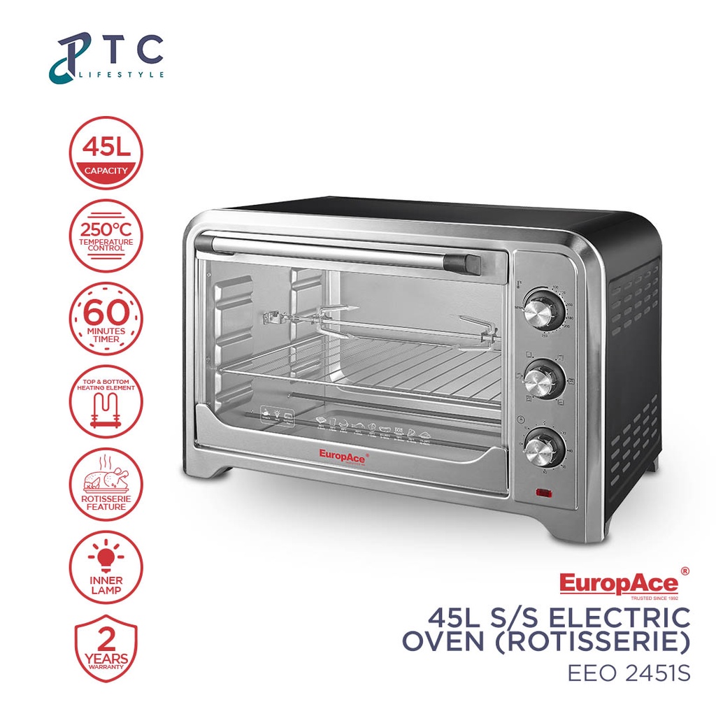 EuropAce S/S Electric Oven Rotisserie 45L Shopee Philippines