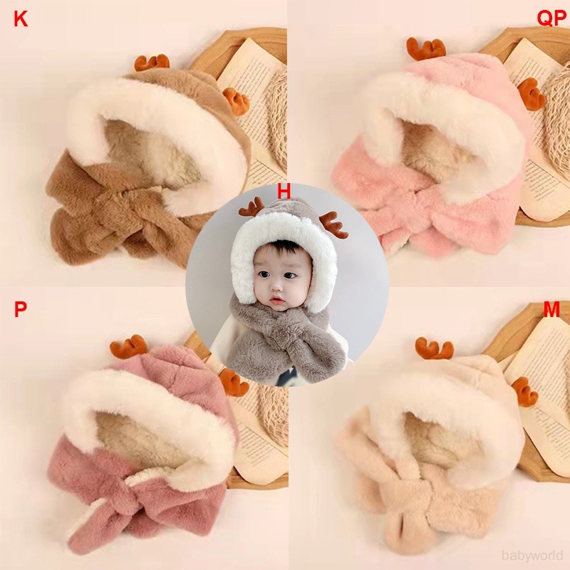 Children's and girls' cute bib hats Christmas hats Baby ear protection ...