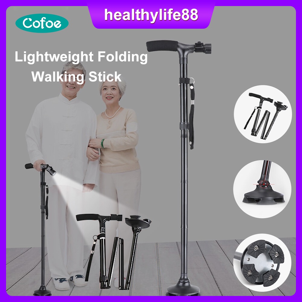 Cofoe Cane for elderly with LED Light Portable Adjustable Folding 5