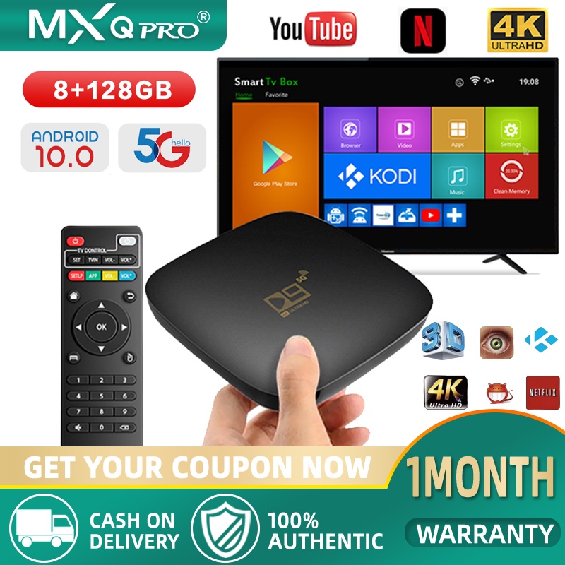 D9 mxq pro tv box 4k 5g 8gb 128gb android smart digibox tv box for tv