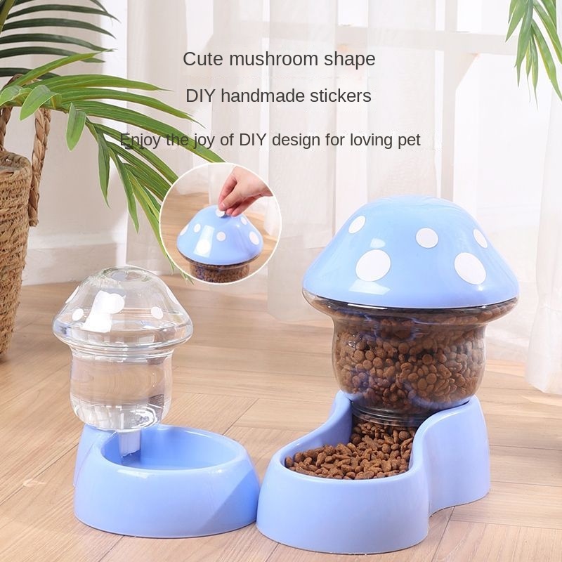 Cat bowl dog double bowl anti-turn pet automatic drinking slow food bowl pet supplies