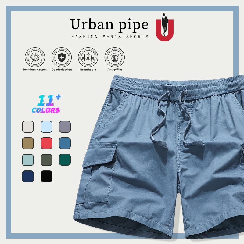 URBAN PIPE 4 Pocket Cargo Shorts AboveKnee Casual Drawsting Short Mens