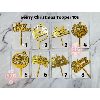 10 pcs acrylic cake toppers merry christmas happy birthday party needs #1