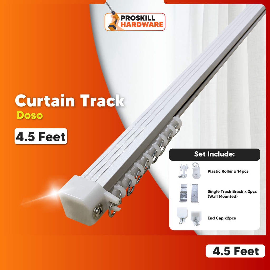PROSKILL HARDWARE Curtain Track 4.5FT Doso Wall Mounted Set Aluminium