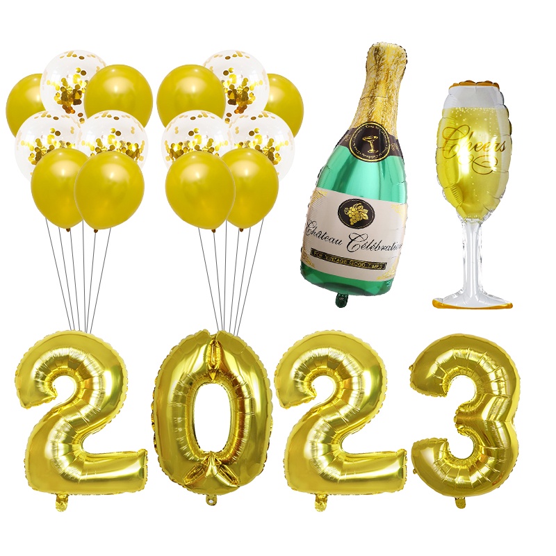 Discount promotion 1set 2023 Happy New Years Balloons Decoration