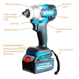 Makita Original Impact Electric Wrench 6.0Ah 48V (2 Batteries) Cordless Brushless Portable Tools Se #9