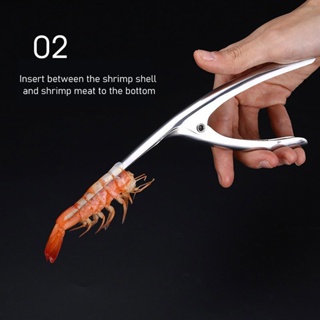 △⊙Shrimp Deveiner Peeler Stainless Steel Remove Prawn Lobster Shell Kitchen Seafood Tools #3