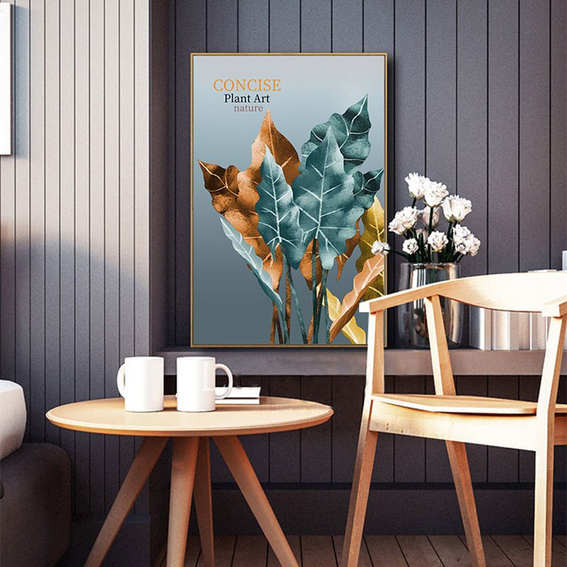 Tropical Botanical Monstera Leaves Posters and Prints Turquoise Home Decor Wall Art Canvas Painting Pictures for Living Room