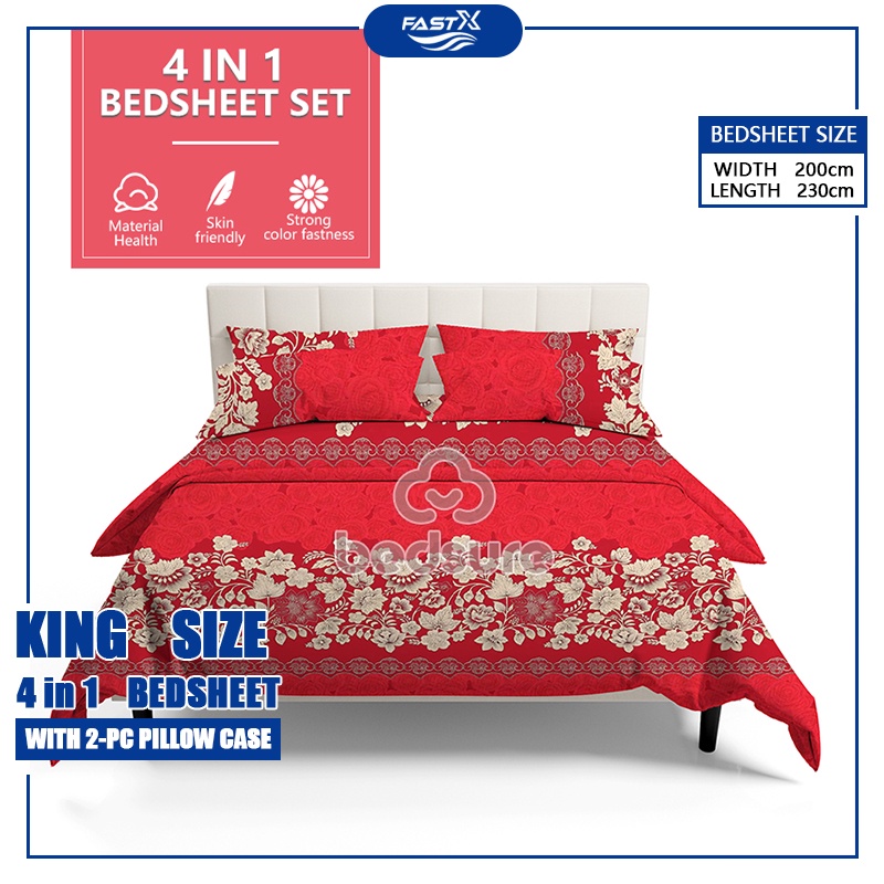 BedSure 4IN1 Bedsheet Set Superior Carton Bed Skirt Bedsheets Zipper