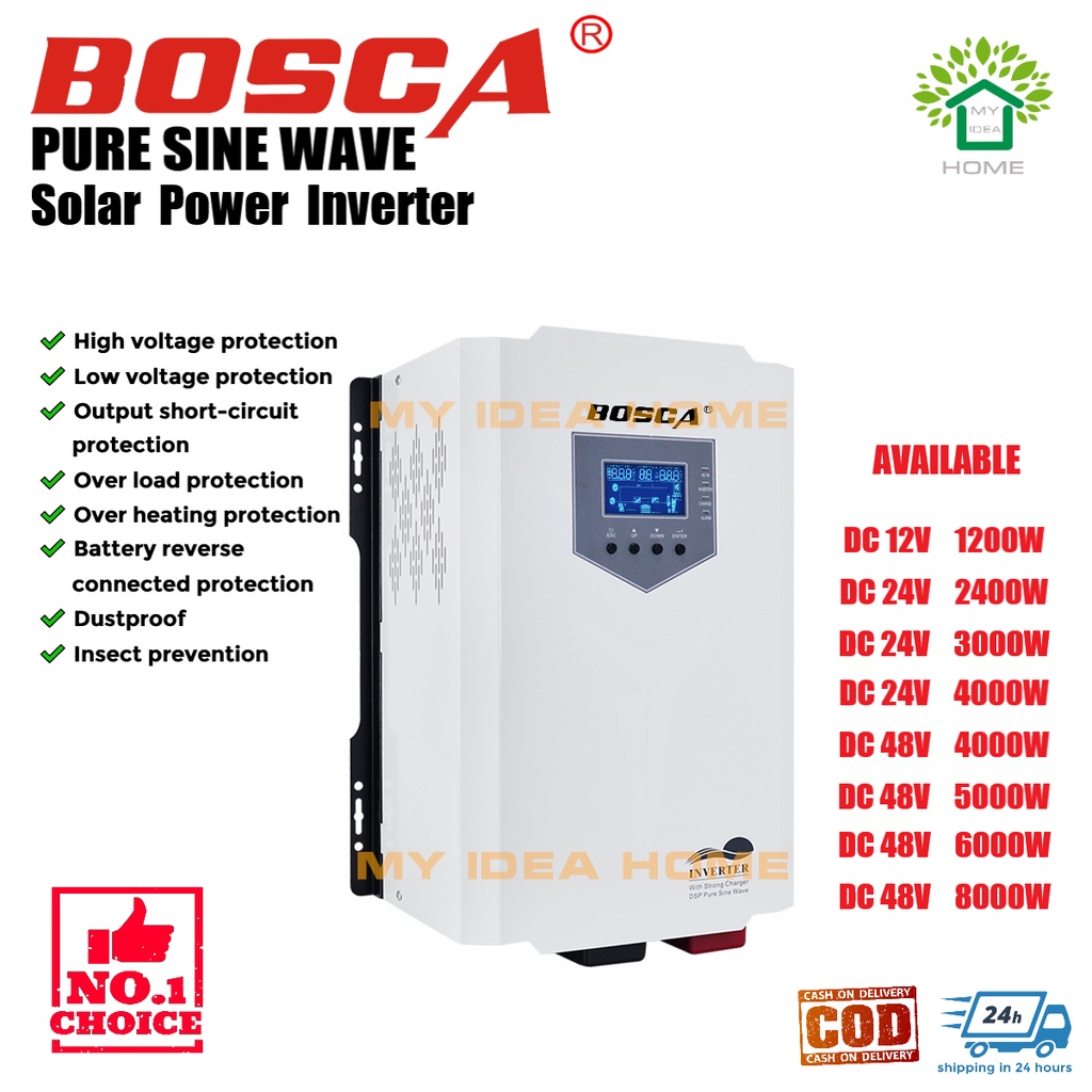BOSCA Pure Sine Wave 1.2KW/2.4KW/3KW/4KW/5KW/6KW/8KW Solar Power ...