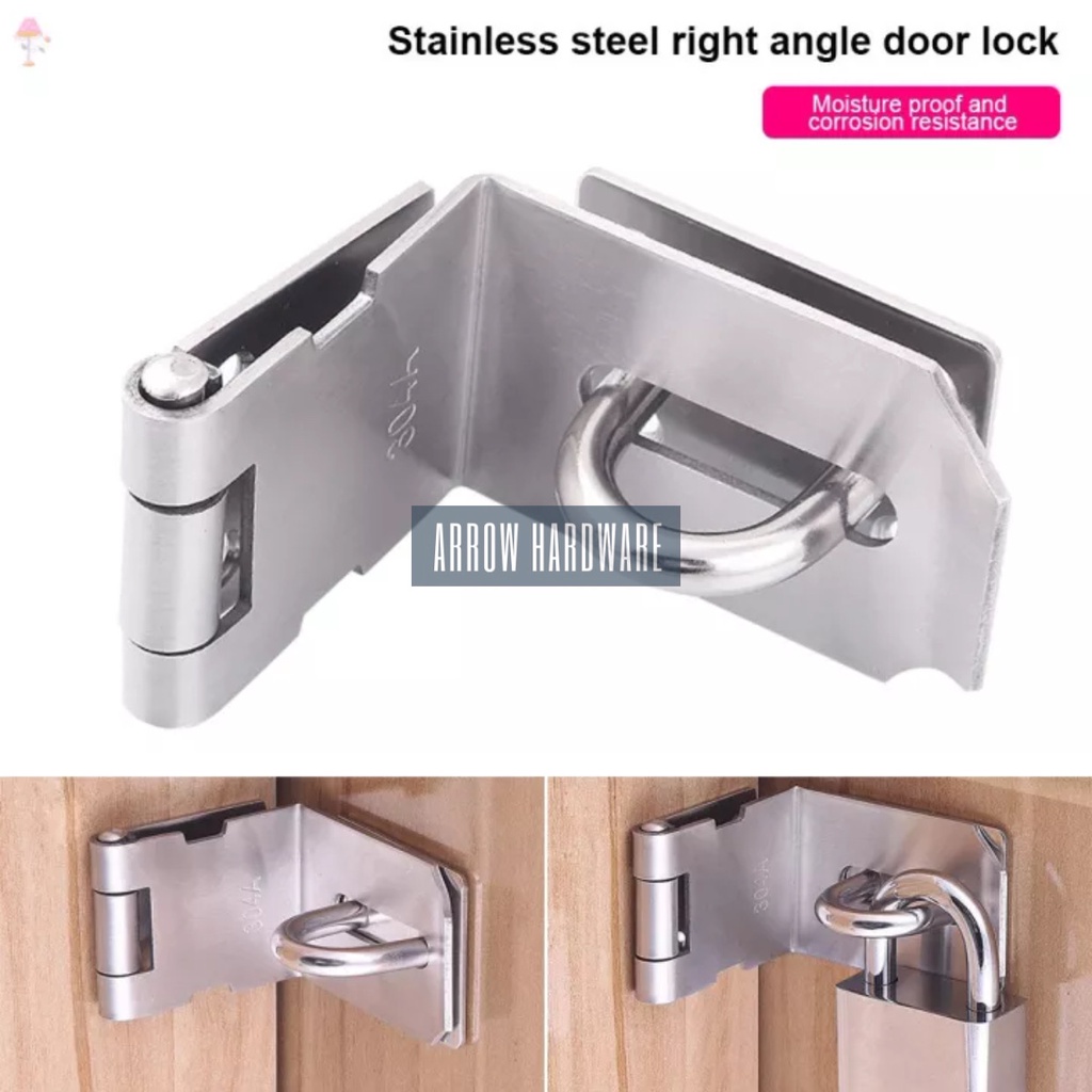 Stainless Steel Hasp 4Inch Staple Gate Door Shed Latch Lock Safety Lock