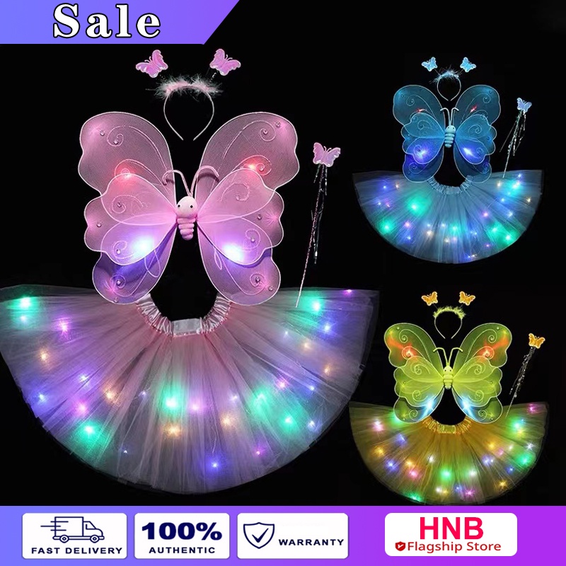 Halloween 4 Pcs Set Luminous Butterfly Party Wings Fairy Costume ...