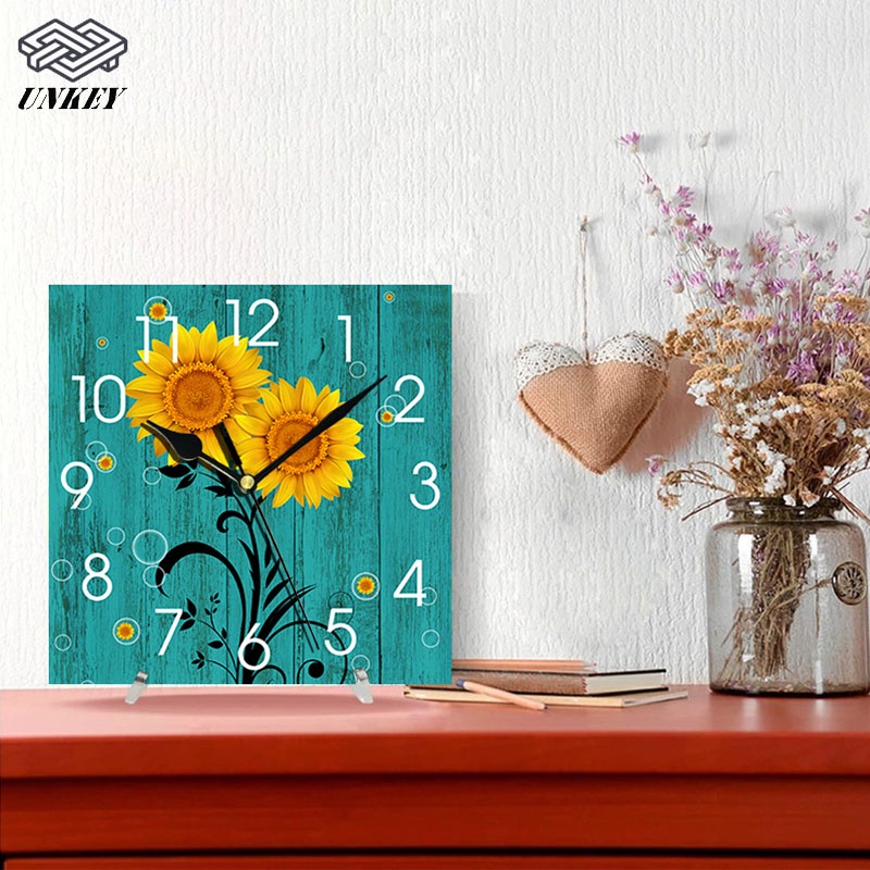 Creative wooden square mute wall digital clock 24 cm(9.5 inches