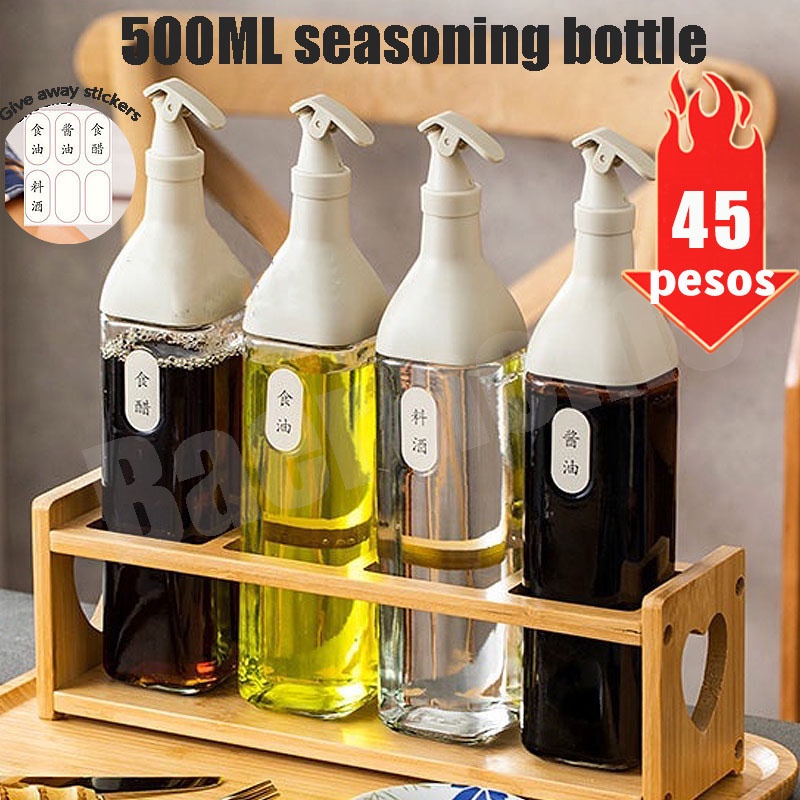 【On Hand】Condiments Seasoning Glass Bottle Oil Leak Proof Soy Sauce/Oil