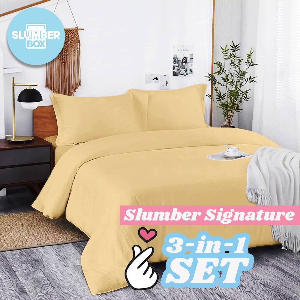 Slumber Box 3in1 Beddings Bed Sheet Home Bedsheet Set (2 Pillowcase + 1 Fitted Sheet)Signature SE-42