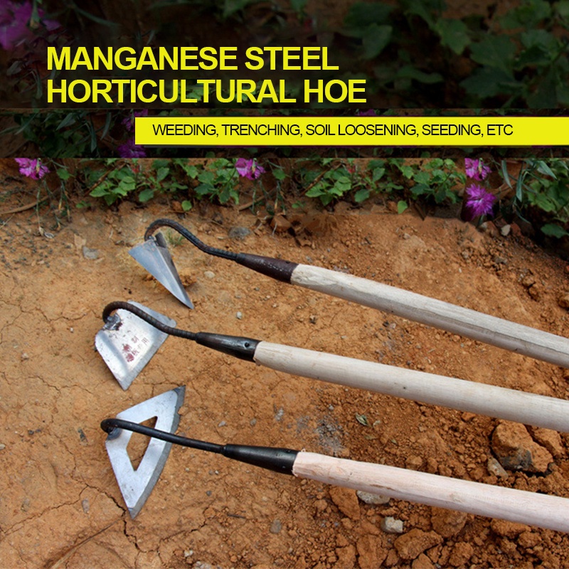 Steel Hardened Hoe - Handheld Gardening Weeding Tool for Planting ...