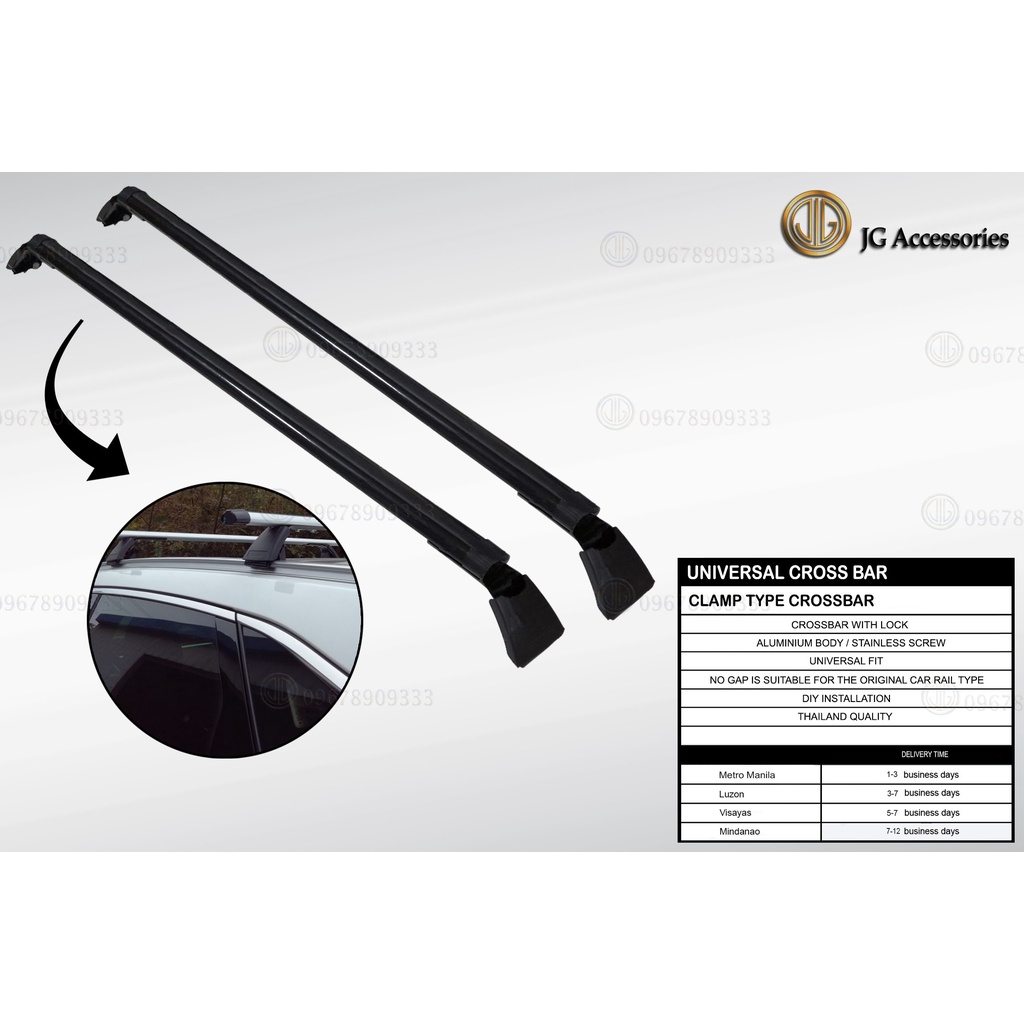 UNIVERSAL ALUMINUM CROSS BAR CLAMP TYPE WITH KEY LOCK 50"/CROSSBAR/FOR BUILDIN ROOF RAIL/BLACK