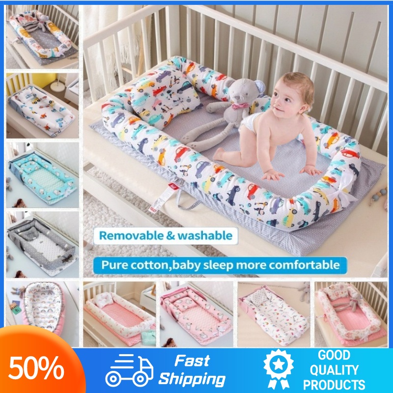 Newborn Baby Crib Portable Baby Bed Crib Set With Pillow Cotton