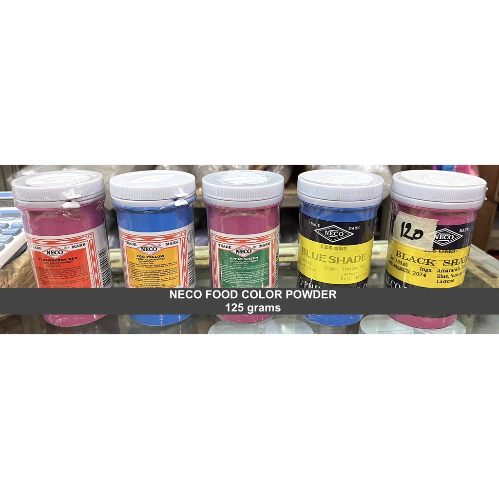 125 grams NECO food color powder (red, yellow, green, blue, black