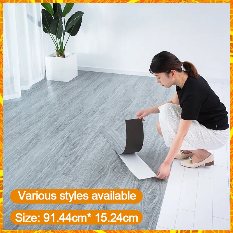 2mm Thick 91x15cm Wooden Vinyl Floor Stickers Self Adhesive Pvc Vinyl Wood Tiles For Flooring 8572