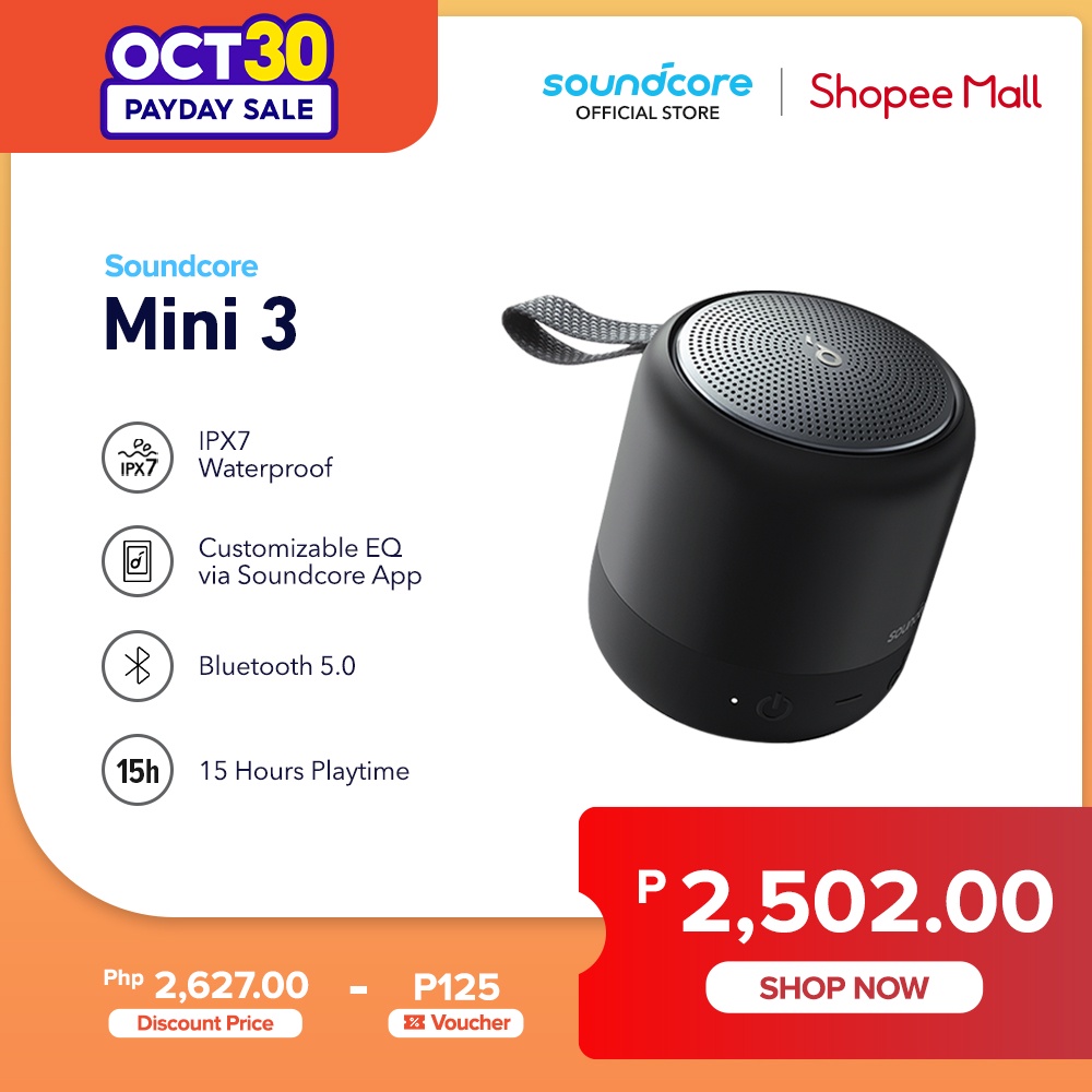 Soundcore by Anker Mini 3 Portable Bluetooth Speaker, Waterproof, 15 hour  Playtime, Partycast | Shopee Philippines