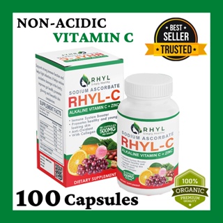 RHYL C 100 Capsules Sodium Ascorbate Alkaline Vitamin C 500mg with ZINC & Collagen Immunity Booster