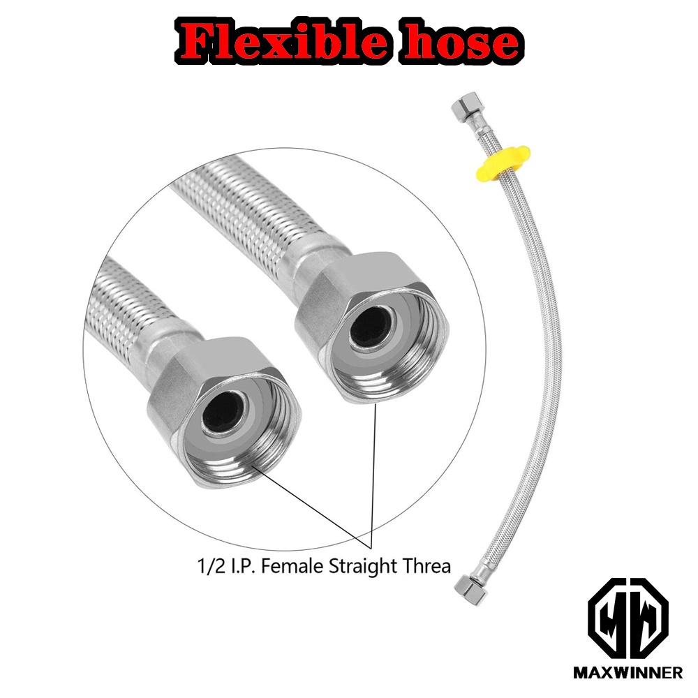 MAXWINNER Stainless Steel Flexible Hose 1/2x1/2 For Angle Valve Hose