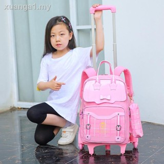Children Trolley Bag For Kids Girl Grade 1-9 Students Backpack Trolley Case Schoolbag Large Capacity #8