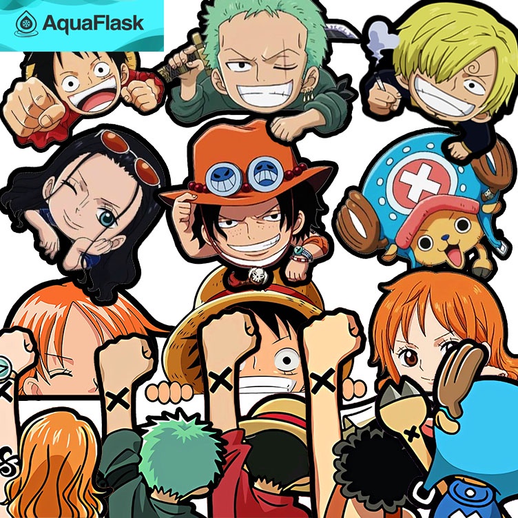 AQUAFLASK PEEKER STICKERS One Piece Luffy Sanji Zoro Nami Usopp Chopper ...