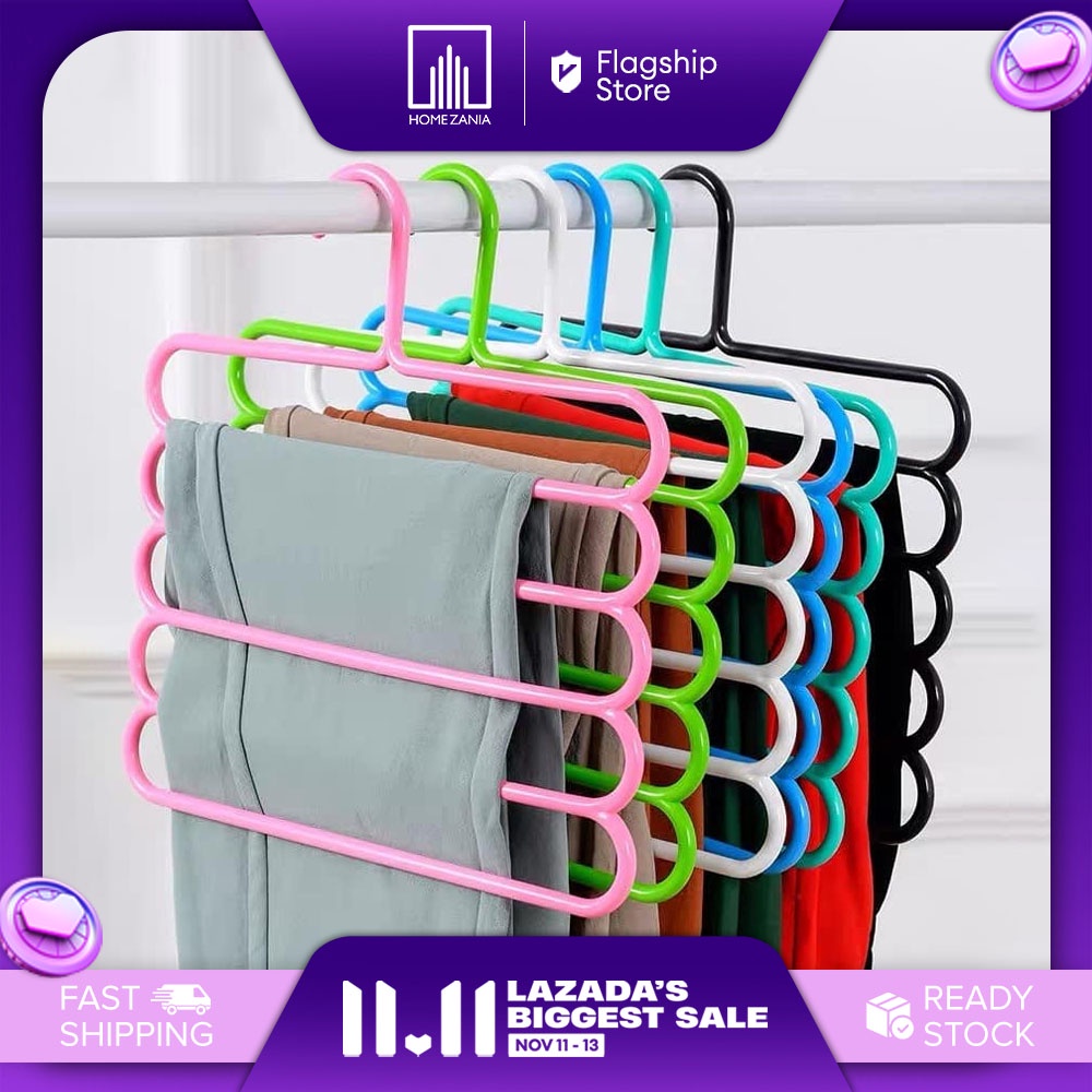 5 layers NonSlip Pants Hanger, Multiple Velvet Clothes Hanger Closet