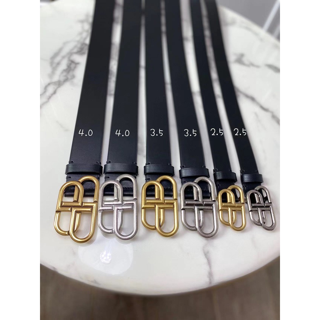 Luxury high-end men's and women's leather fashionable black belt 2.5cm 3.5cm 4.0cm belt