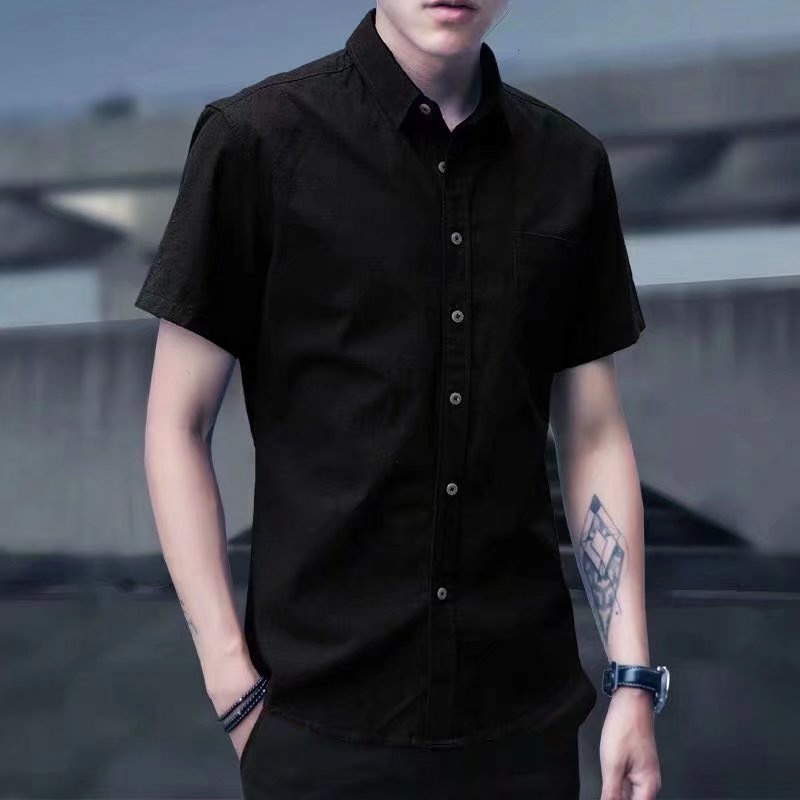 MX Plain black short sleeve polo shirt for men cotton formal shirt white  Korean casual office shirt | Shopee Philippines