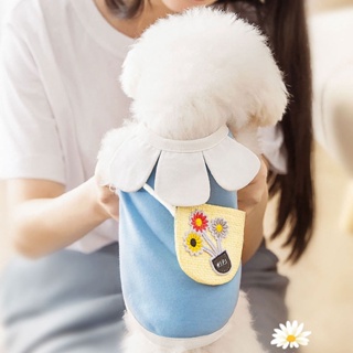 Mh19 1pc Pet Vest Petal Collar Design Sunflower Printed with Bag Fashion Lovely Cotton T-shirt for D #6