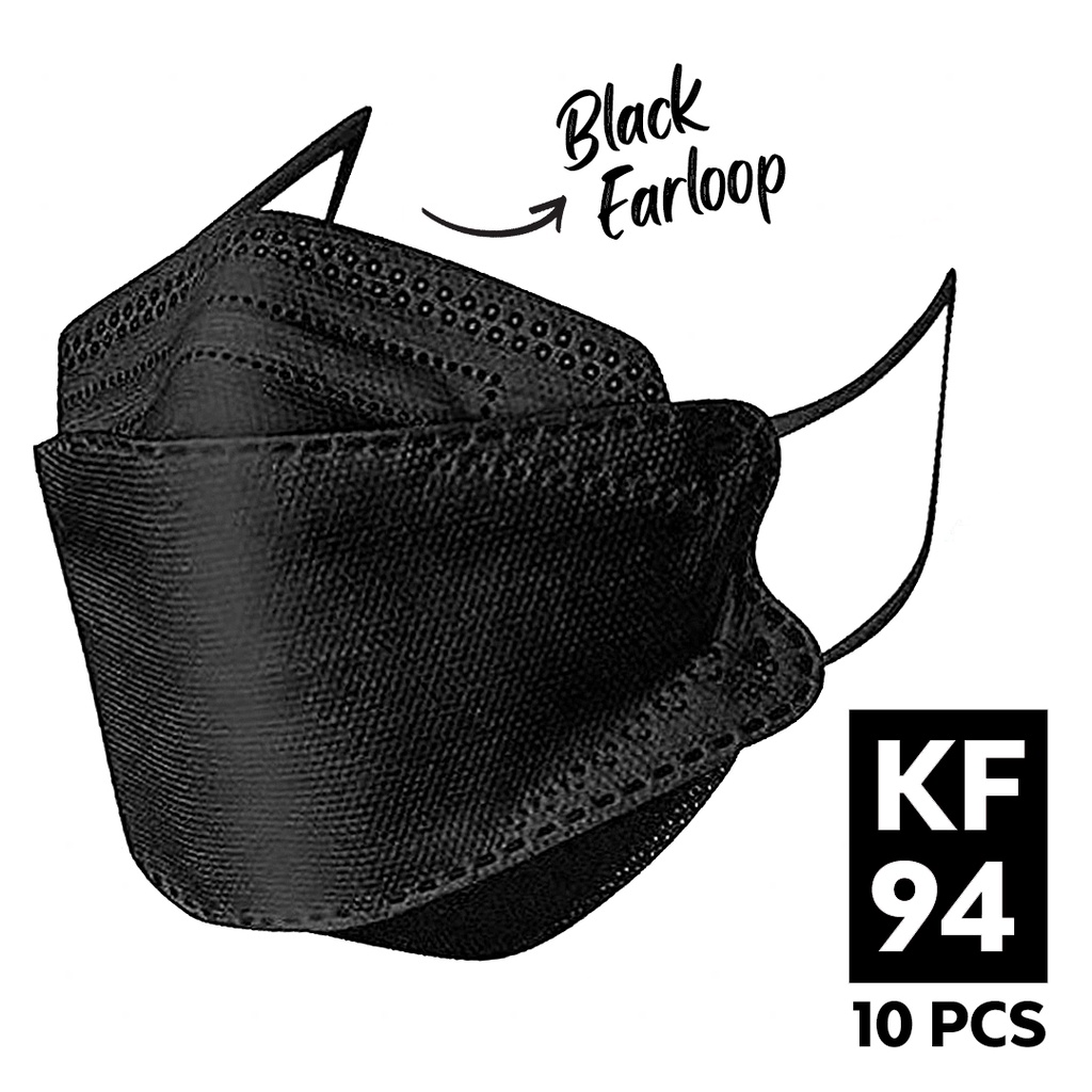 10 PCS Korean KF94 BLACK Disposable Fish Type Face Mask EXCELLENT