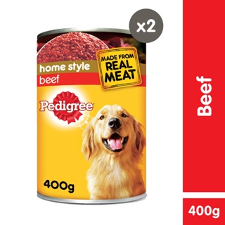 （hot）PEDIGREE Dog Food - Wet Dog Food Can in Beef Flavor (2-Pack), 400g. Dog Food for Adult Dogs