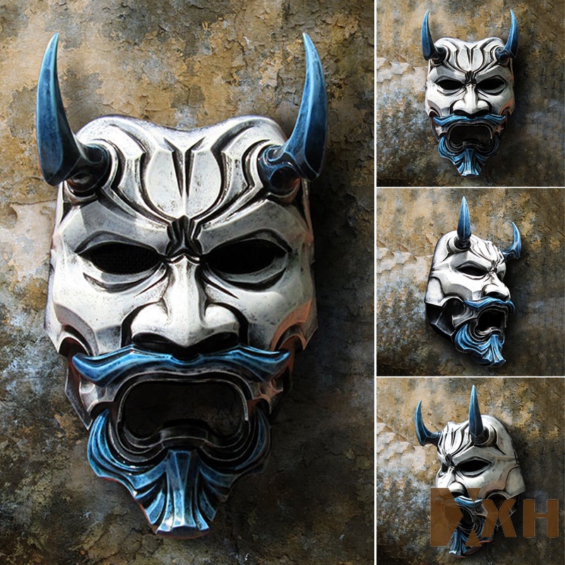 Samurai Uncle Oni Latex Mask Halloween Cosplay Props Horror Theme ...